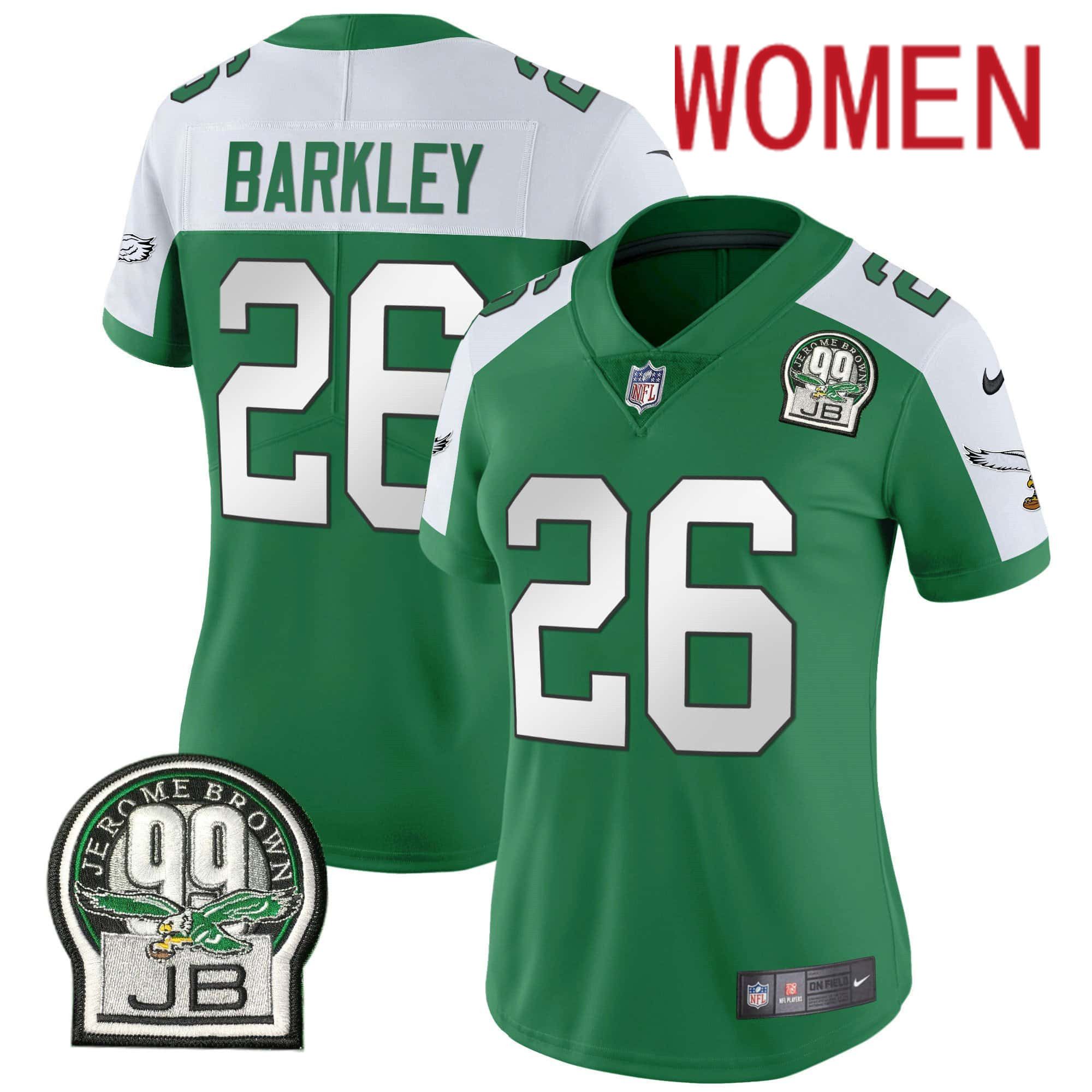 Women Philadelphia Eagles #26 Barkley Green 2024 Nike Jerome Brown Patch Alternate Limited NFL Jersey